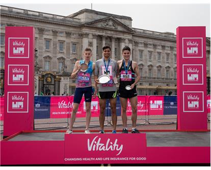 Nick Goolab podium with Sesseman and Fitzgibbon mile