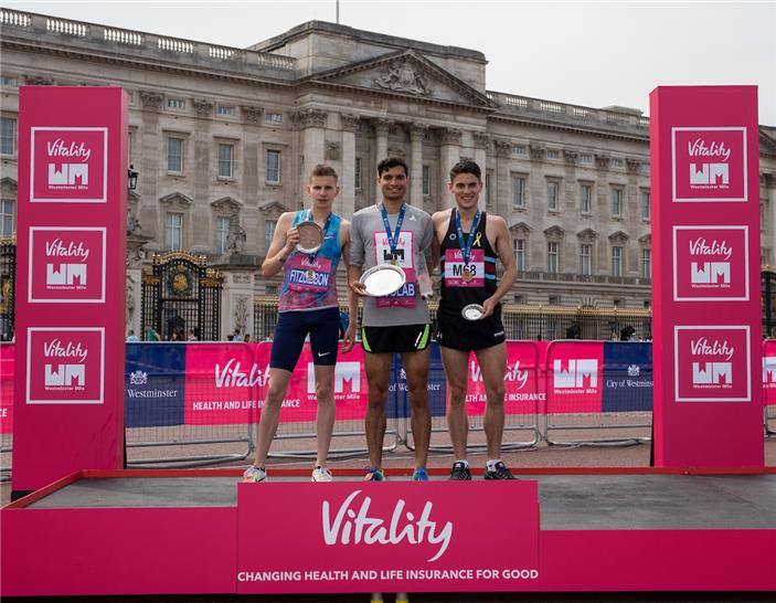 Nick Goolab podium with Sesseman and Fitzgibbon mile