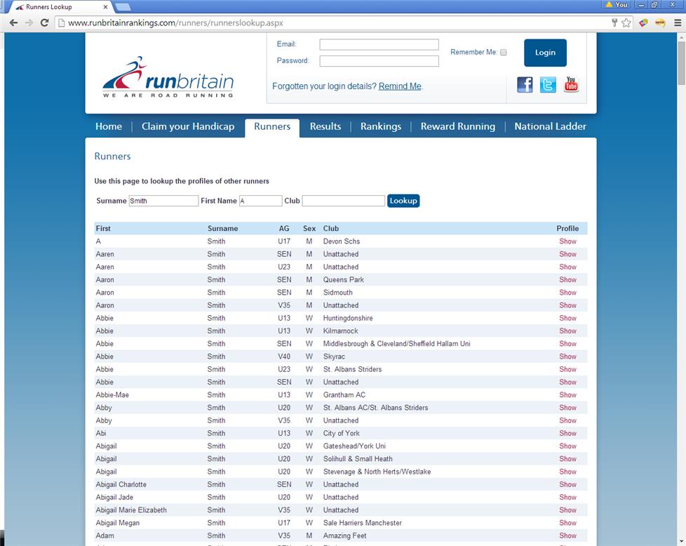 results screenshot